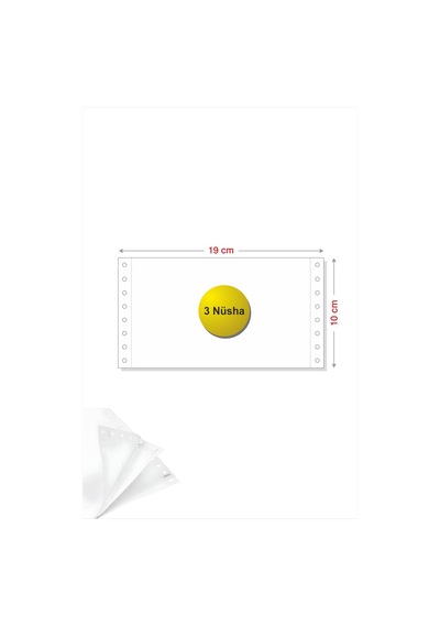 4x19 Kantar Fişi 3 Nüsha 1500 Adet , Beyaz Otokopili Sürekli Form 4''x19 Cm