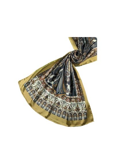 Mim Eşarp Işıl İpek Etnik Desenli Jan Jan Şal 75x190 Cm Gold