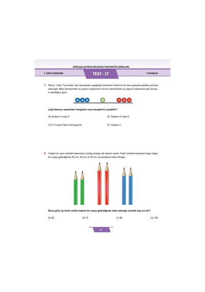 7. Sınıf Zihin Çalıştıran Eğlenceli Kanguru Matematik Soruları