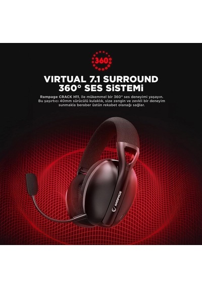 Ayrex Crack H11 Siyah Wireless 2.4g+ Bluetooth Mikrofonlu Oyuncu Kulaklığı