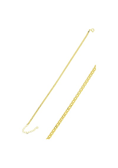 Söğütlü Silver Gümüş Altın Yaldızlı İç İçe Geçmeli Zincir Halhal Gümüş - Rose Gold