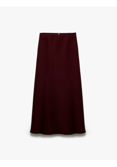 Koton Regular Fit Midi Boy Saten Kloş Etek Bordo 6wak70042uw Bordo