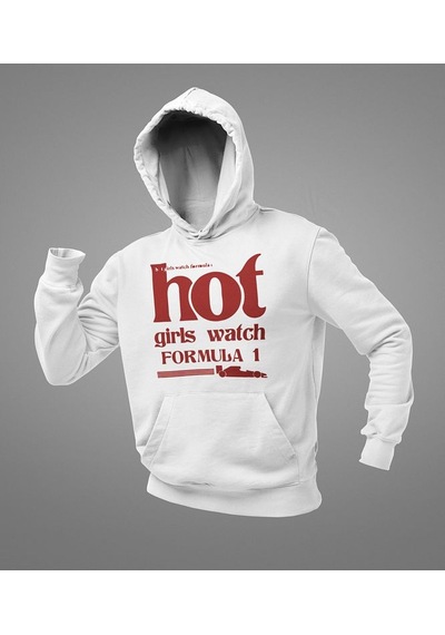 Sevbano Hot Girls Watch Formula 1 Yazılı Unisex Oversize Hoodie Beyaz