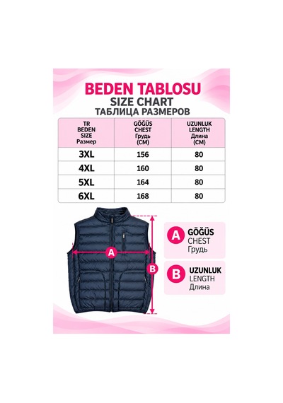 Annex Büyük Beden Erkek Şişme Fermuarlı Yelek Lacivert