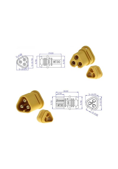 Mt30 3 Pin Plug Dişi Erkek Konnektör Soket Çift Rc Lipo Pil Batarya Akü Bağlantı