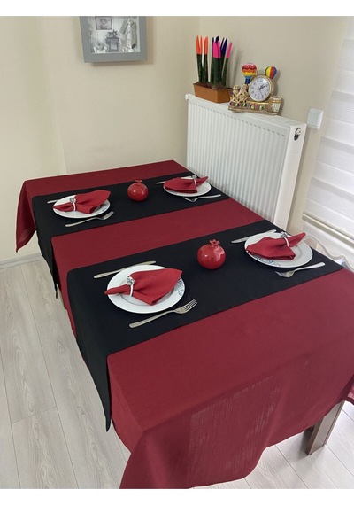 Solid Kırmızı Simli Masa Örtüsü