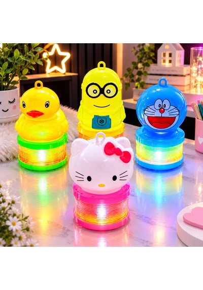 Yüksek Kalite 12 Adet Karakterli Renkli Led Işıklı Stres Yayı Minyonlar Helloo Kıtty Ördek Doraemon