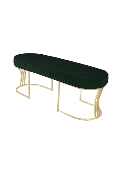 Viego Gold Striped- Yeşil Kapitoneli Chester Model Puf & Bench & Koltuk & Uzun Makyaj Puff & Yatak Ucu &önü