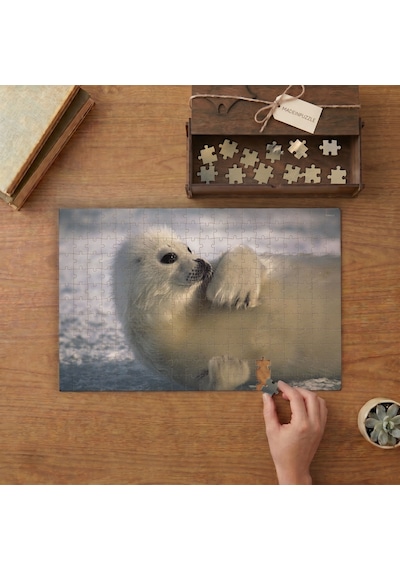 Sevimli Grönland Foku Tasarımı 240 Parça Ahşap Puzzle Ahşap Kutuda Mpy60142