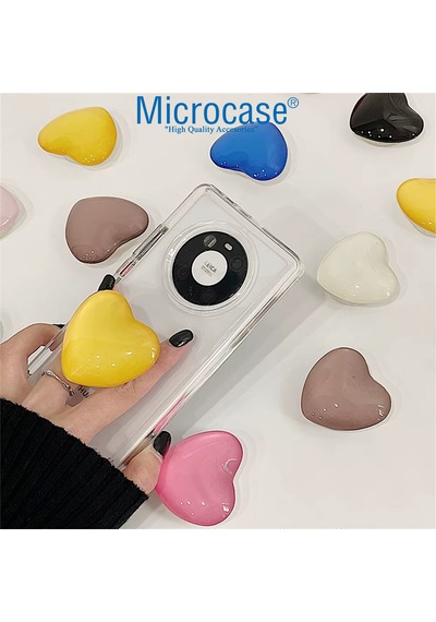 Microcase Kalp Tasarımlı 3m Yapıştırmalı El Parmak Tutucu Cep Telefonu Tutacağı Popsocket - Al5244 Mor
