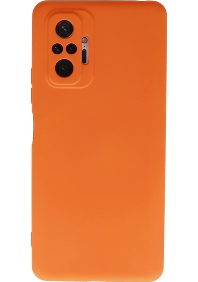 Xiaomi Redmi Note 10 Pro Kılıf Nano İçi Kadife Silikon - Turuncu Düz Renkli