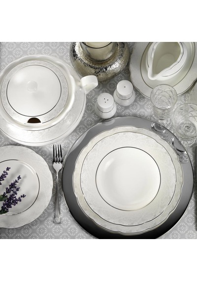 Kütahya Porselen Bone Olympos 62 Parça 9287 Desenli Yemek Takımı