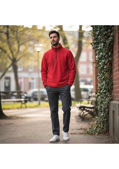 Eren Style %100 Cotton Pamuklu Kışlık Oduncu Polar Kadın- Erkek Kırmızı
