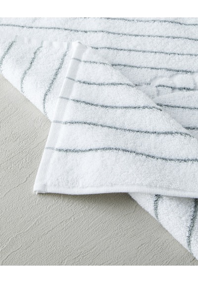English Home Mono Stripe Pamuk Ayak Havlusu 50x70 Cm Beyaz - Gri