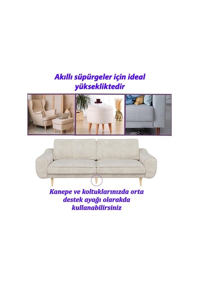 Ahşap Ayak 15 Cm 2'li Set M8 Civatalı Bağlantı Aparatlı Dolap Mobilya Koltuk Kanepe Destek Ayağı Aya Diğer