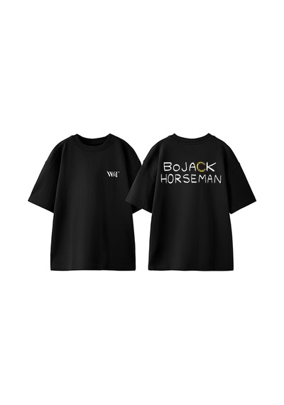 Thewert Bo Jack Horseman Logo Tasarım Sırt Baskılı Pamuk Siyah Oversize T-shirt