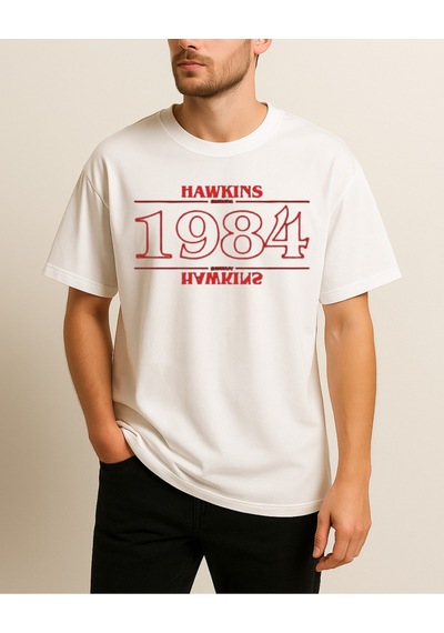 Hugo Boss Stranger Things Baskılı T-shirt Beyaz