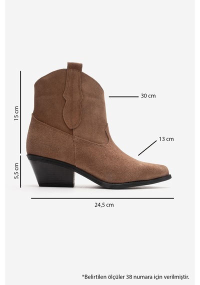 Luvishoes Elıa Toprak Süet Hakiki Deri Kadın Western Bot Toprak