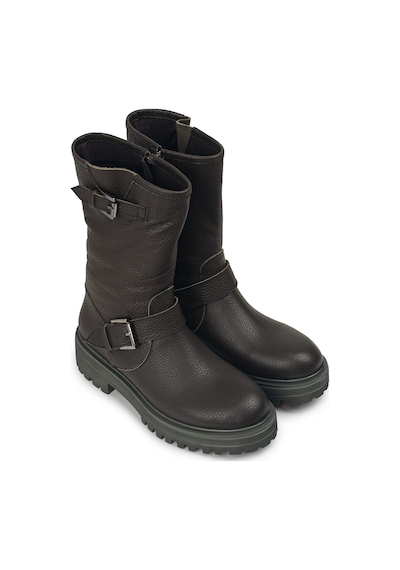 Deery Hakiki Deri Yeşil Kadın Bot - 01805Zysle01 Yeşil