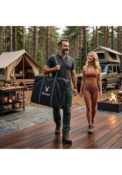 Fiways Axıs V2 Xl Haki Metal Büyük Kamp Masası, 1mm Çelik Gövde, Katlanır Çantalı Outdoor Sehpa
