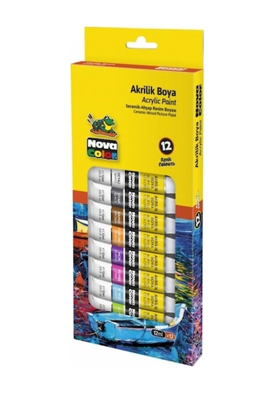 Nova Color Akrilik Boya Tüp 12ml 12li Çok Renkli