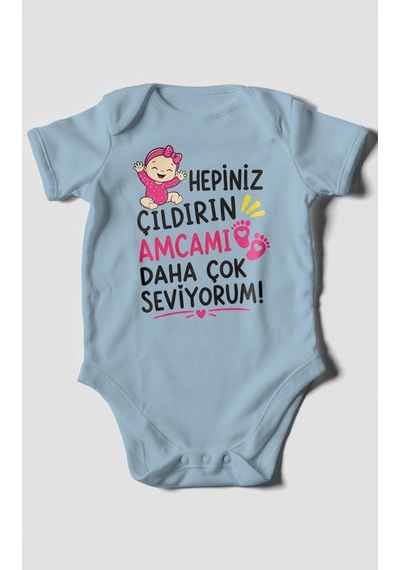 Morivokids Amcaya Özel Kısa Kollu Bebek Body %100 Pamuk Zbn166-kk Bebe Mavisi