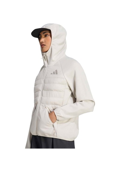 Adidas Multi Hybrid Kadın Ekru Kapüşonlu Mont