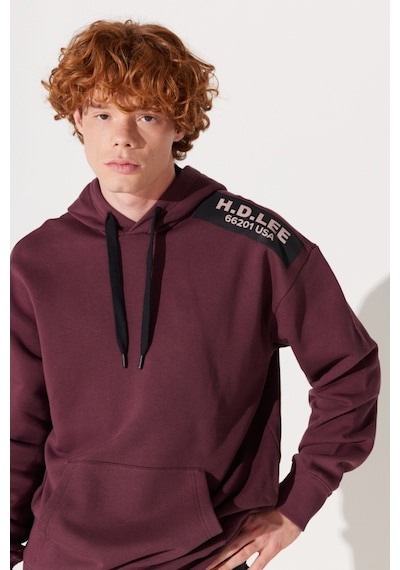 Lee Loose Fit Rahat Kesim Bordo Erkek Kapüşonlu Sweatshirt L232275838 Bordo