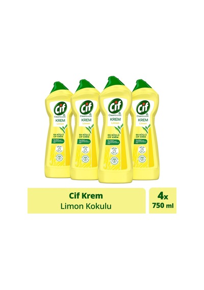Krem Yüzey Temizleyici Limon Kokulu Klor Boya Fosfat Paraben Içermez 750 Ml 4 Adet Diğer