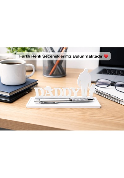 Daddy Masaüstü Kalemlik & Kalem Standı Babaya Özel Dekoratif Ofis Aksesuarı Çok Renkli