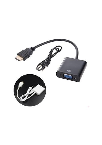 Hdmı To Vga Dönüştürücü Kablo Çevirici Adaptör + Ses Kablosu