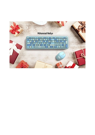 M600 Renkli Tuşlu Kablosuz Türkçe Q Multimedia Klavye + Mouse