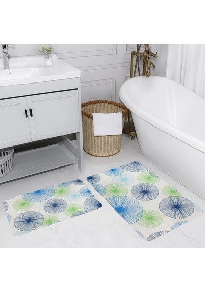Rovigo Home Baskılı Kaymaz Taban 2 Li Banyo Paspas Takım Rvg5200-100X60-60X50 Çok Renkli