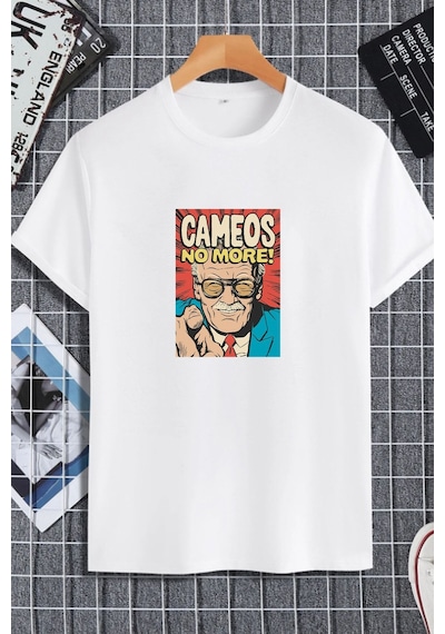 Unisex Kadın Erkek Stan Lee Marvel Cameos Baskılı Oversize T-shirt Beyaz Mck2275 Beyaz
