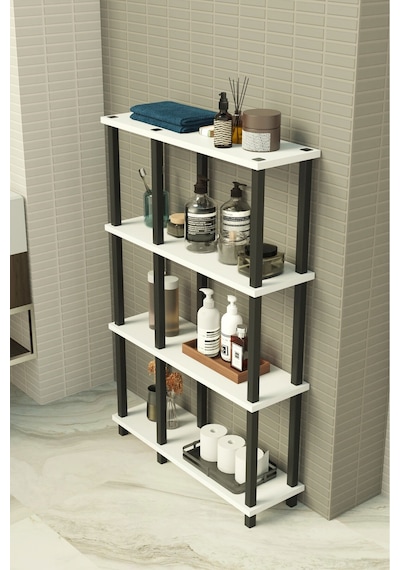 Terada 4 Katlı Banyo Düzenleyici Çok Raflı Banyo Organizeri Çok Amaçlı Banyo Düzenleyici - Beyaz Beyaz