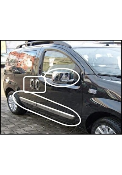 Fiat Fiorino 3'lü Krom Set Yan Kapı Çıtası+kapı Kolu+ Ayna Kapağı Paslanmaz Çelik