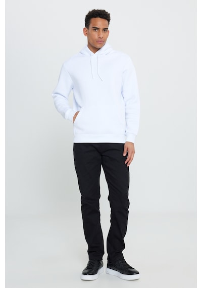 AC&Co / Altınyıldız Classics Erkek Beyaz Standart Fit Normal Kesim Kapüşonlu Kanguru Cepli Pamuklu Sweatshirt Beyaz