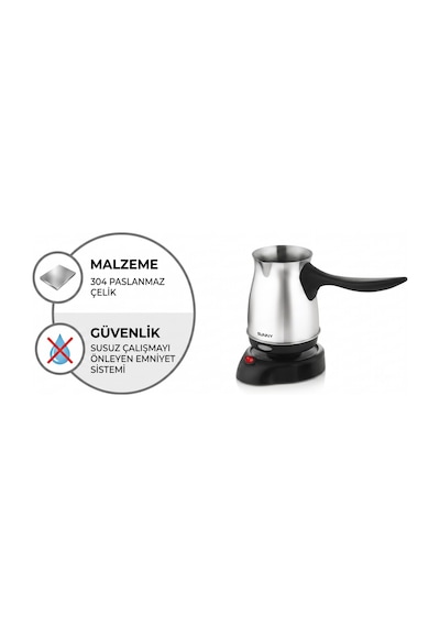 Sunny Sn5czv013 Elektrikli Çelik Cezve 800w 350 Ml Paslanmaz Çelik Türk Kahvesi Makinesi