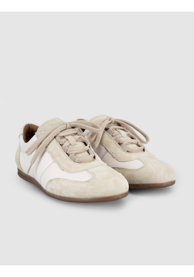Hakiki Deri Latte Süet Kadın Sneaker Ayakkabı Bej