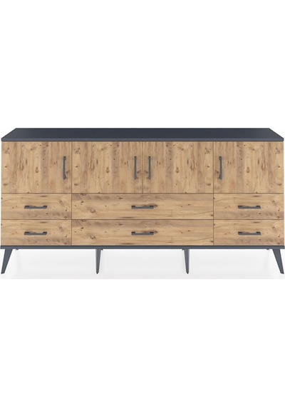 Arges Konsol 3 Raflı 6 Çekmeceli 4 Kapaklı 176x30x83 Antrasit-çam/çam Çam/çam Arges Konsol 3 Raflı 6 Çekmeceli 4 Kapaklı 176x30x83 Antrasit-çam/çam Çam/çam