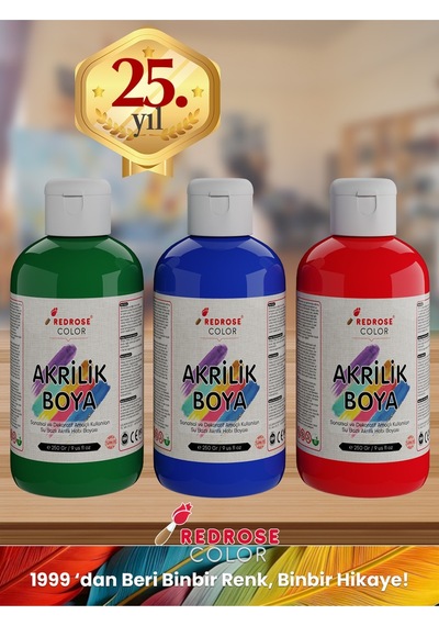 Red Rose Yeşil-mavi-kırmızı Akrilik Boya 3'lü Set 3 x 250 G