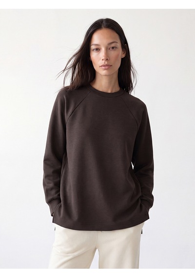 LC Waikiki Lc Waıkıkı Kahverengi Soft Touch Oversize Kadın Sweatshirt Tunik