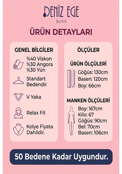 Denizege Kadın İtalyan Yün Angora Kazak Kahve Kahve