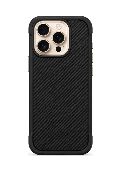 İphone 16 Pro Max Uyumlu Magsafe Özellikli  Fiber Kaplamalı Fiber Telefon Kılıfı Siyah