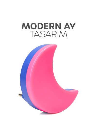 Yarım Ay Gece Lambası On/off Tuşlu Koridor Hol Işığı Uyuma Işığı Pembe K6975 Diğer
