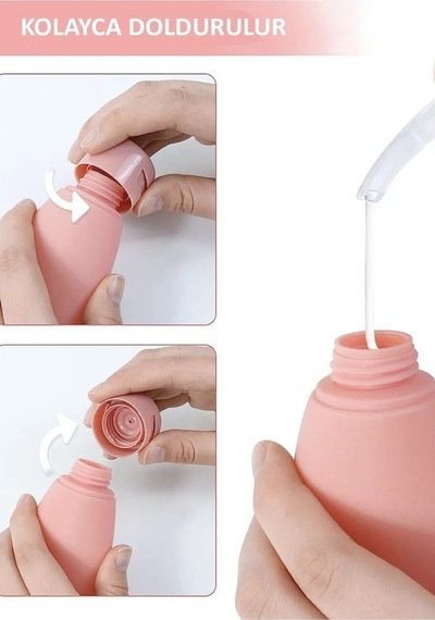 Çantalı 3 Adet Boş Krem Şişesi 60ml 3'lü Doldurulabilir Krem Şişe Çok Renkli