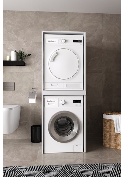 Df03109b Çamaşır Makinesi Dolabı Kurutma Makinesi Standı İkili Raflı Beyaz Banyo Dolabı Düzenleyici Df03109b Çamaşır Makinesi Dolabı Kurutma Makinesi Standı İkili Raflı Beyaz Banyo Dolabı Düzenleyici