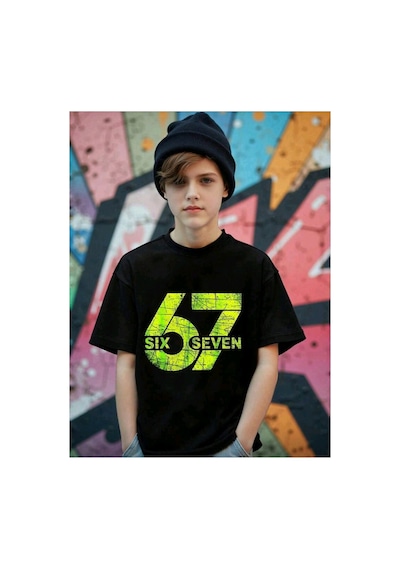 Stil X Sıx Seven Baskılı Erkek Çocuk Tshırt, 67 Tasarımlı Siyah-5
