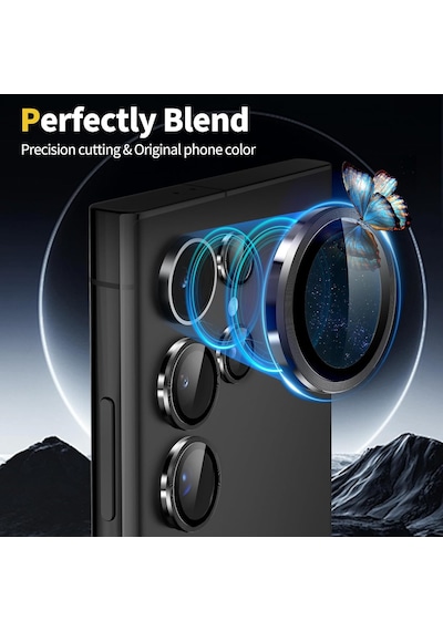 Samsung Uyumlu Galaxy S24 Ultra Kamera Lens Camı Koruyucu Safir Hd Siyah