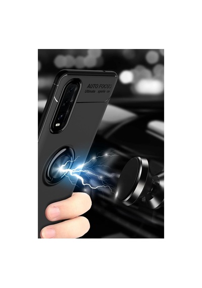 Oppo Find X2 Kılıf Range Yüzüklü Silikon - Siyah renkli